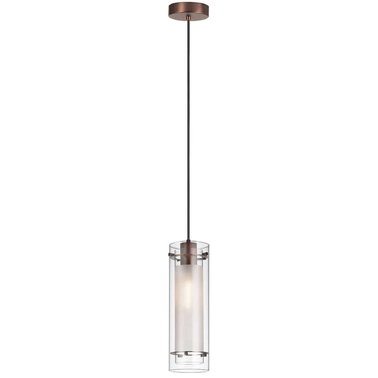 Dainolite 22152-CF-OBB 1 Light Pendant, Oil Brushed Bronze Finish, Clear Frosted Glass