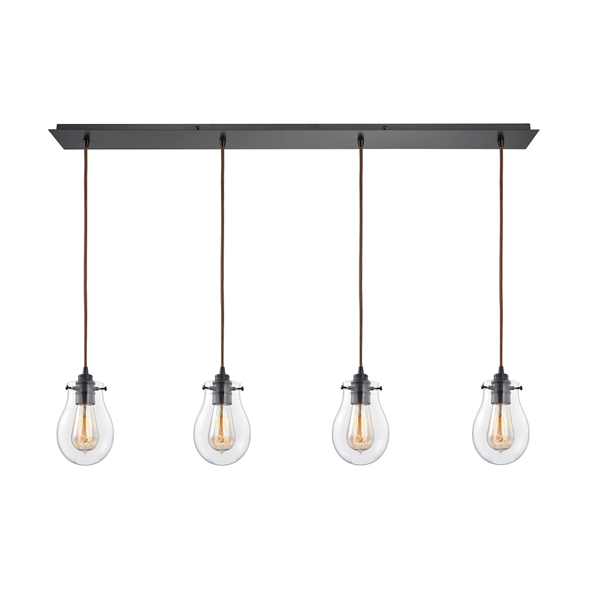 Jaelyn 4-Light Linear Pendant Fixture in Oil Rubbed Bronze with Clear Glass