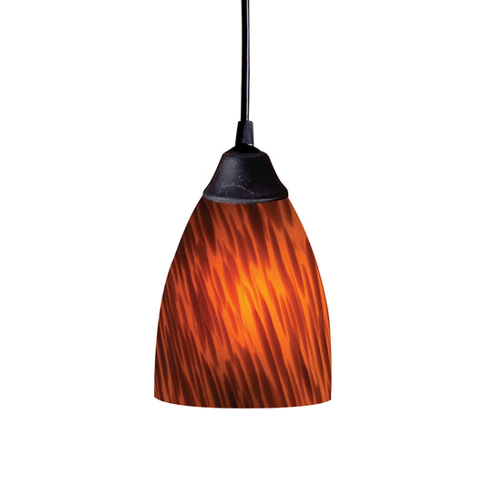 Classico 1-Light Mini Pendant in Dark Rust with Espresso Glass