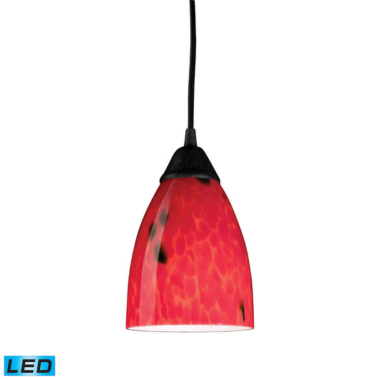 Classico 1-Light Mini Pendant in Dark Rust with Fire Red Glass - Includes LED Bulb