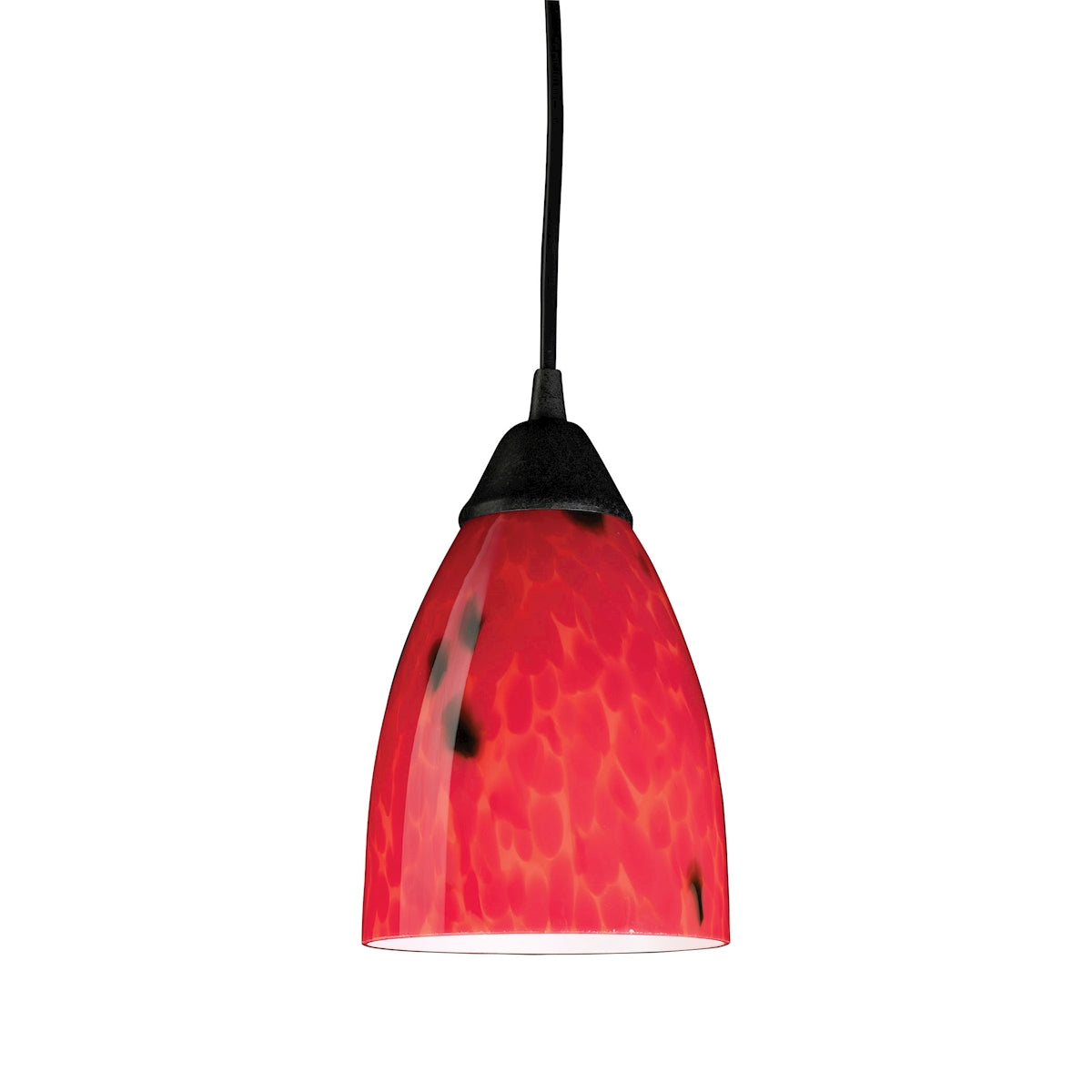 Classico 1-Light Mini Pendant in Dark Rust with Fire Red Glass