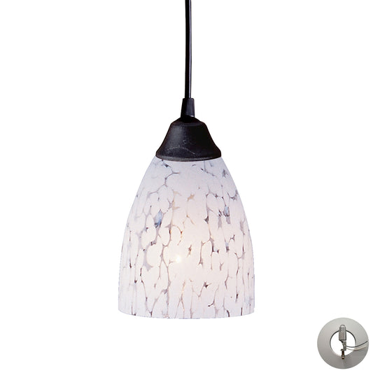 Classico 1-Light Mini Pendant in Dark Rust with Snow White Glass - Includes Adapter Kit