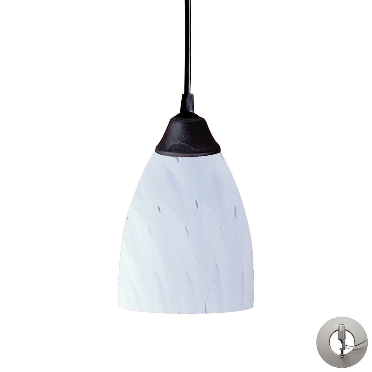 Classico 1-Light Mini Pendant in Dark Rust with Simple White Glass - Includes Adapter Kit