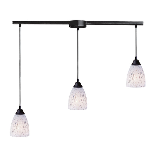 Classico 3-Light Linear Pendant Fixture in Dark Rust with Snow White Glass