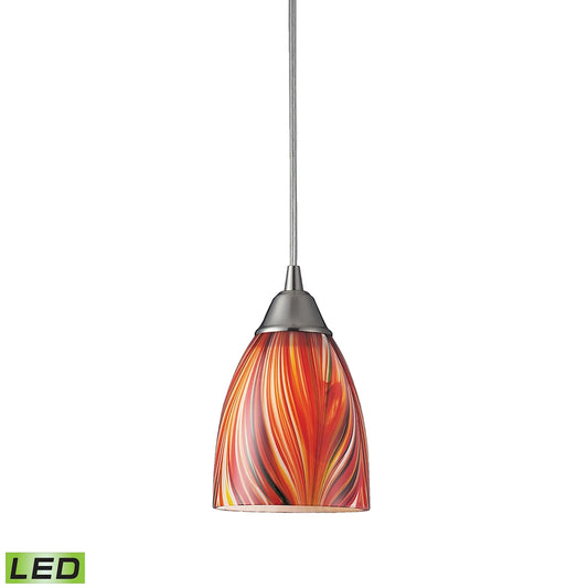 Arco Baleno 1-Light Mini Pendant in Satin Nickel with Multi-colored Glass - Includes LED Bulb