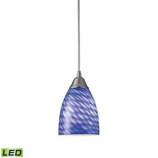 Arco Baleno 1-Light Mini Pendant in Satin Nickel with Sapphire Glass - Includes LED Bulb