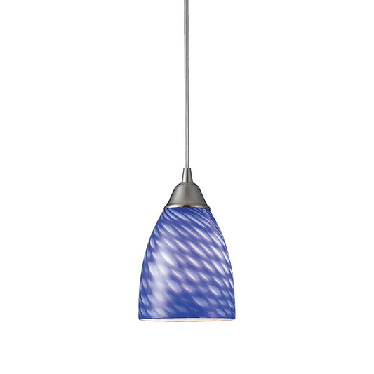 Arco Baleno 1-Light Mini Pendant in Satin Nickel with Sapphire Glass