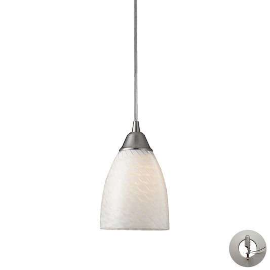 Arco Baleno 1-Light Mini Pendant in Satin Nickel with White Swirl Glass - Includes Adapter Kit