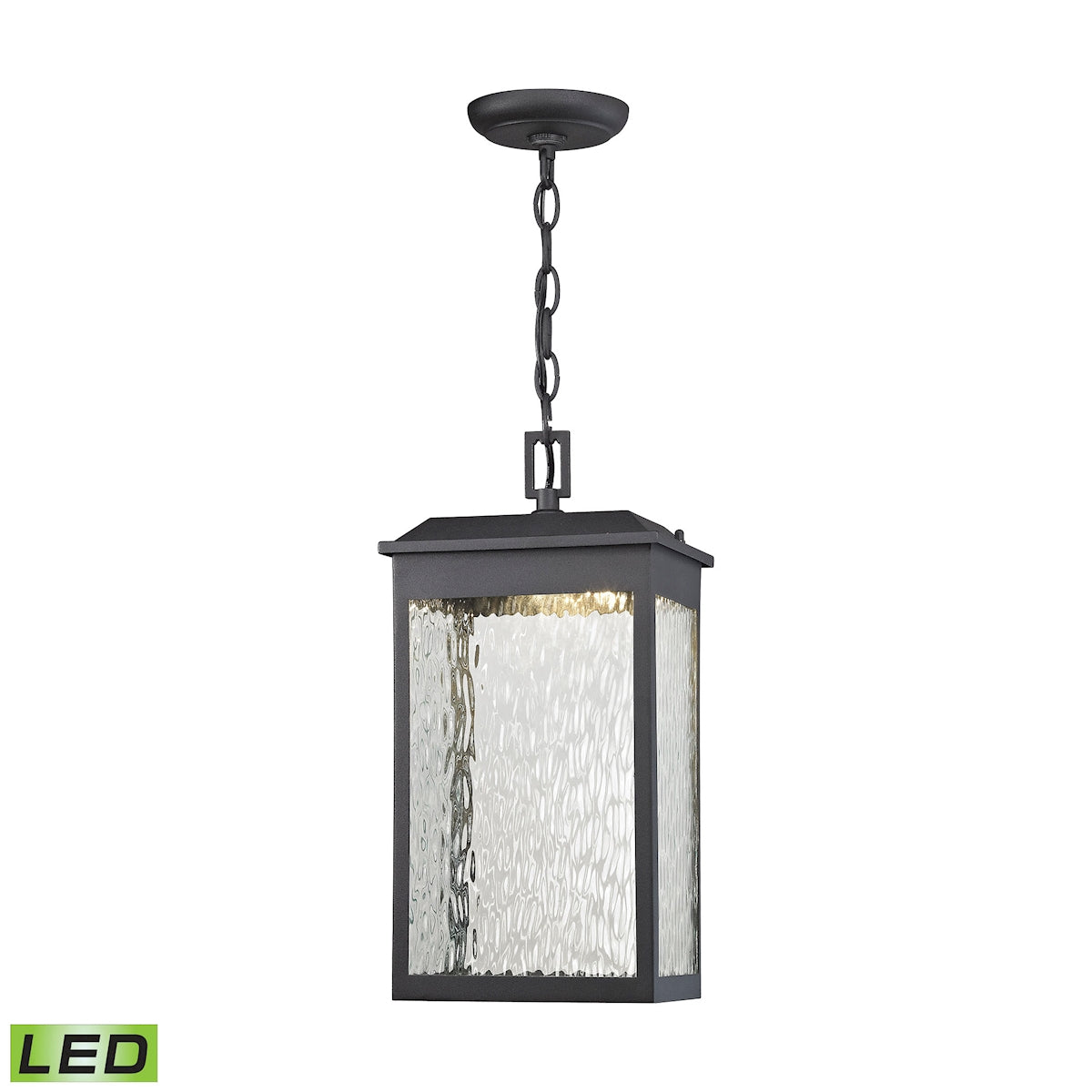Newcastle 1-Light Outdoor Pendant in Textured Matte Black - Integrated LED