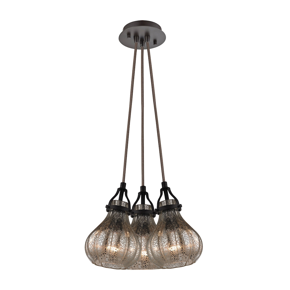 Danica 3-Light Nesting Pendant Fixture in Oil Rubbed Bronze with Mercury Glass