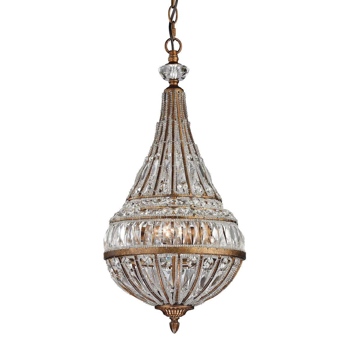 Empire 3-Light Mini Pendant in Mocha with Crystal and Glass Beads
