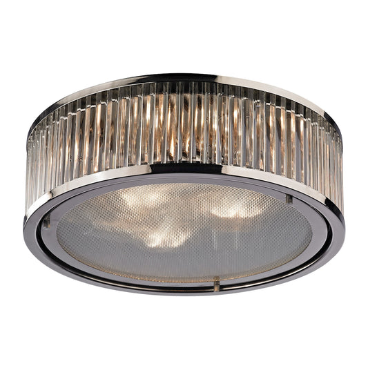 Linden Manor 3-Light Flush Mount in Polished Nickel with Diffuser