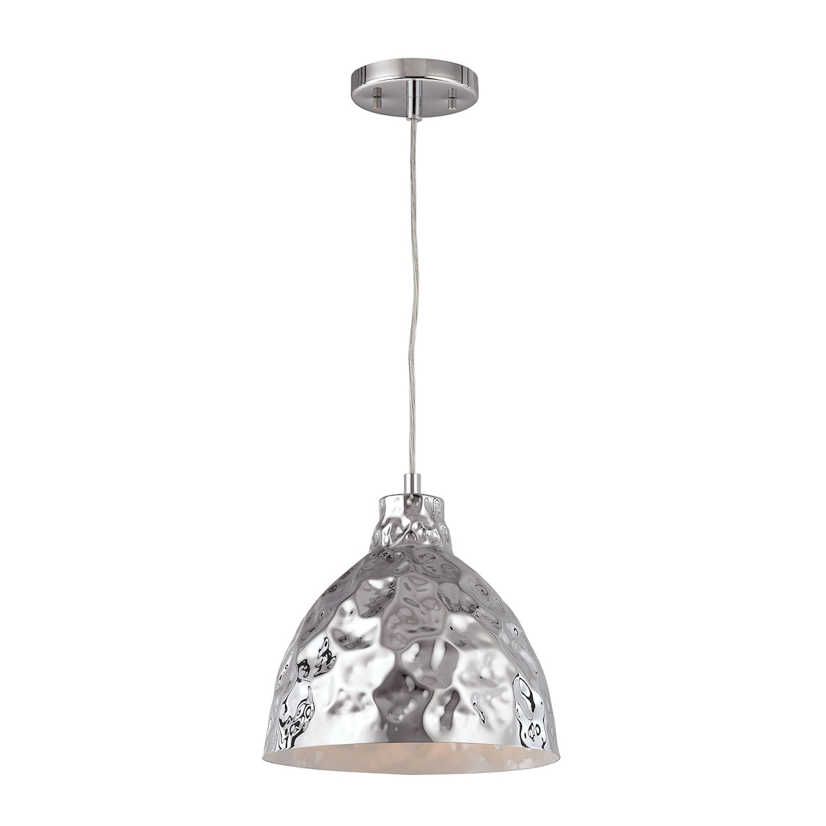 Hammersmith 1-Light Mini Pendant in Polished Chrome with Hammered Metal Shade