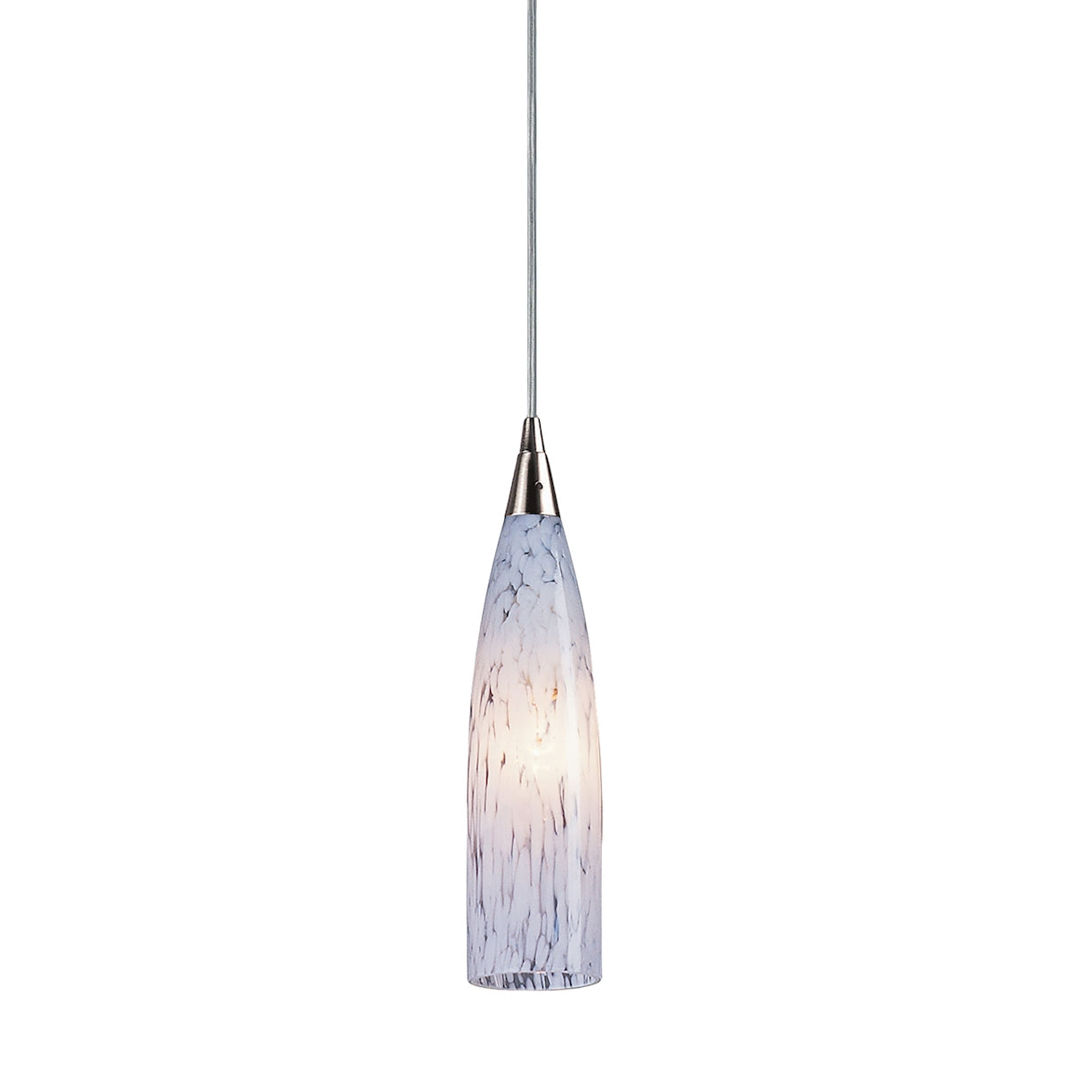 Lungo 1-Light Mini Pendant in Satin Nickel with Snow White Glass