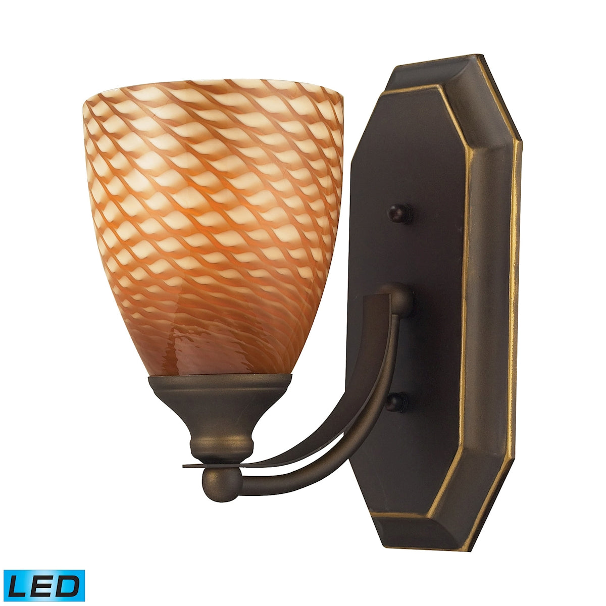 Mix-N-Match Vanity 1-Light Wall Lamp in Aged Bronze with Cocoa Glass - Includes LED Bulb