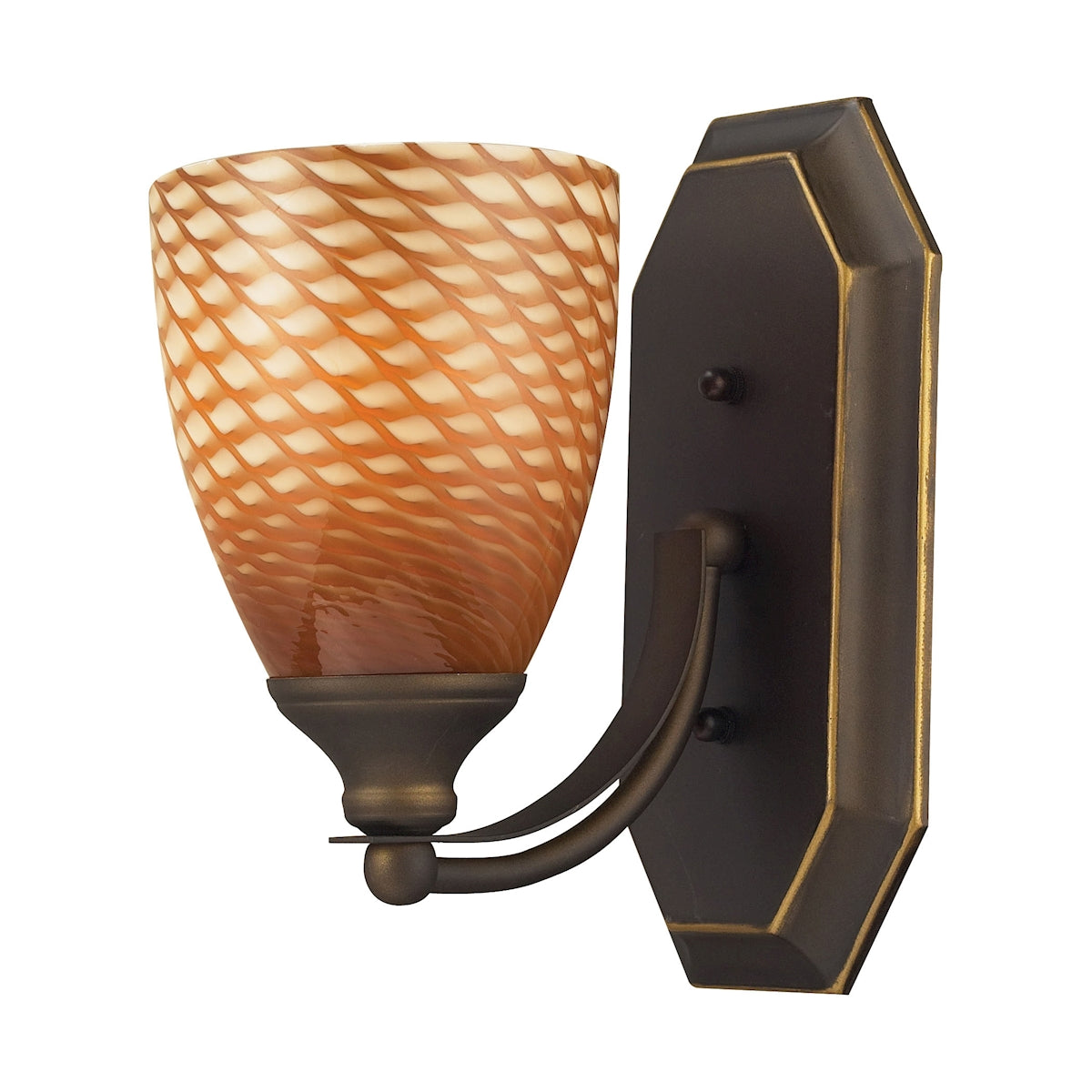 Mix-N-Match Vanity 1-Light Wall Lamp in Aged Bronze with Cocoa Glass