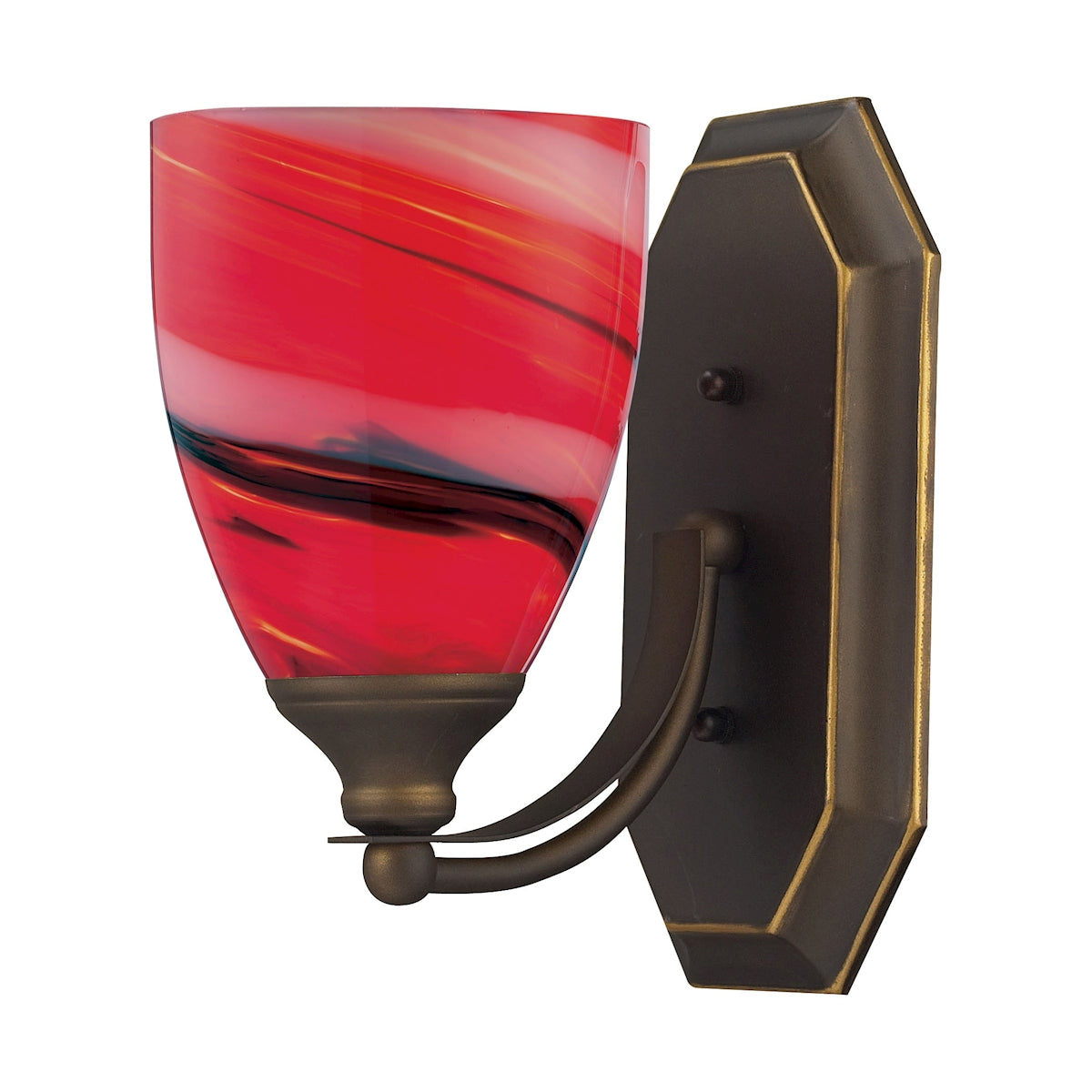 Mix-N-Match Vanity 1-Light Wall Lamp in Aged Bronze with Candy Glass