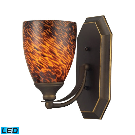 Mix-N-Match Vanity 1-Light Wall Lamp in Aged Bronze with Espresso Glass - Includes LED Bulb