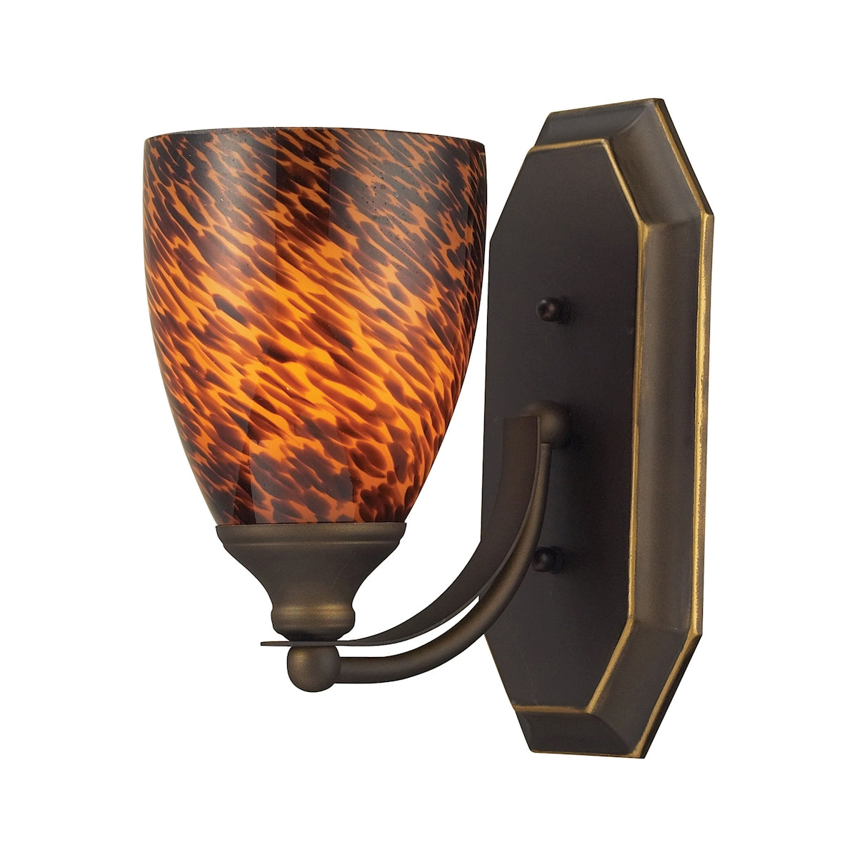 Mix-N-Match Vanity 1-Light Wall Lamp in Aged Bronze with Espresso Glass