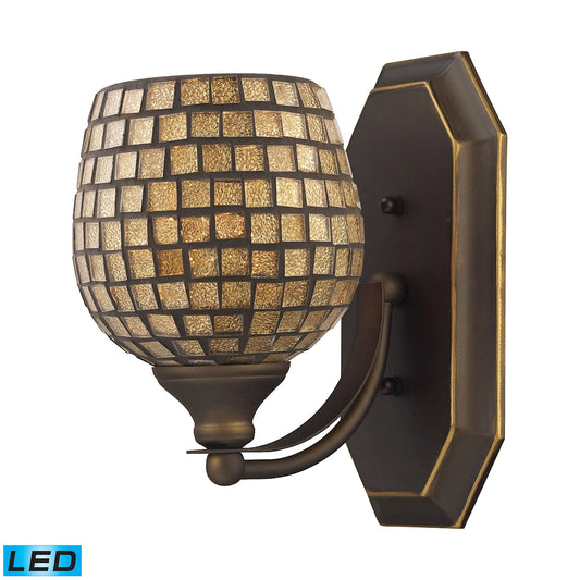 Mix-N-Match Vanity 1-Light Wall Lamp in Aged Bronze with Gold Leaf Glass - Includes LED Bulb