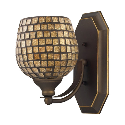 Mix-N-Match Vanity 1-Light Wall Lamp in Aged Bronze with Gold Leaf Glass