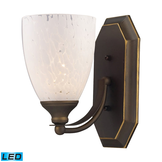 Mix-N-Match Vanity 1-Light Wall Lamp in Aged Bronze with Snow White Glass - Includes LED Bulb