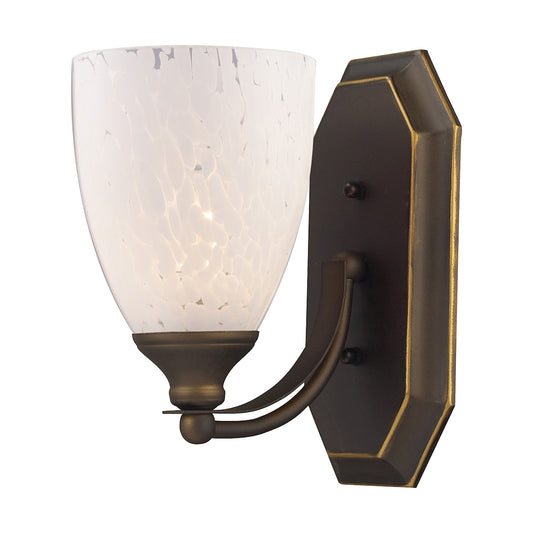 Mix-N-Match Vanity 1-Light Wall Lamp in Aged Bronze with Snow White Glass