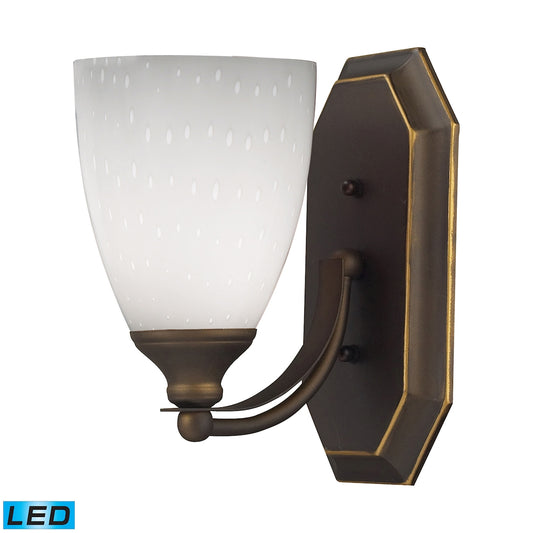 Mix-N-Match Vanity 1-Light Wall Lamp in Aged Bronze with Simple White Glass - Includes LED Bulb