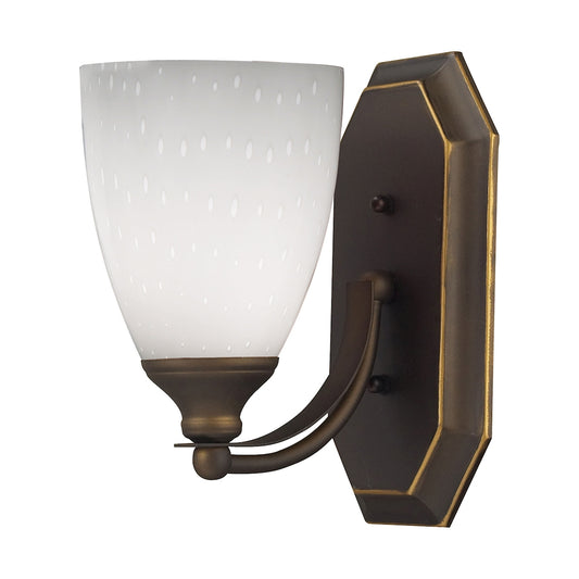 Mix-N-Match Vanity 1-Light Wall Lamp in Aged Bronze with Simple White Glass