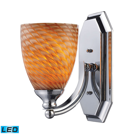 Mix and Match Vanity 1-Light Wall Lamp in Chrome with Cocoa Glass - Includes LED Bulb