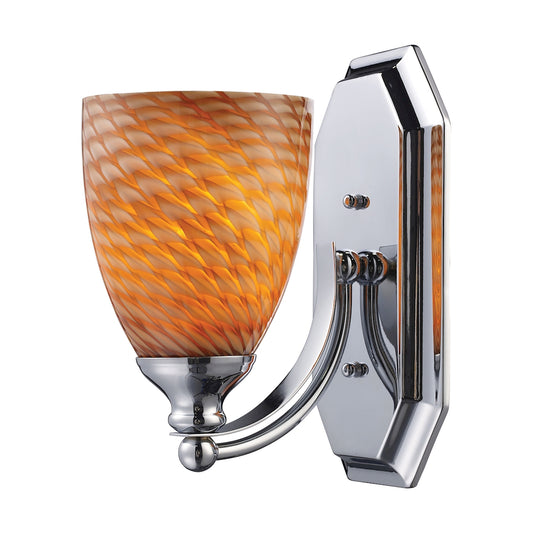 Mix and Match Vanity 1-Light Wall Lamp in Chrome with Cocoa Glass