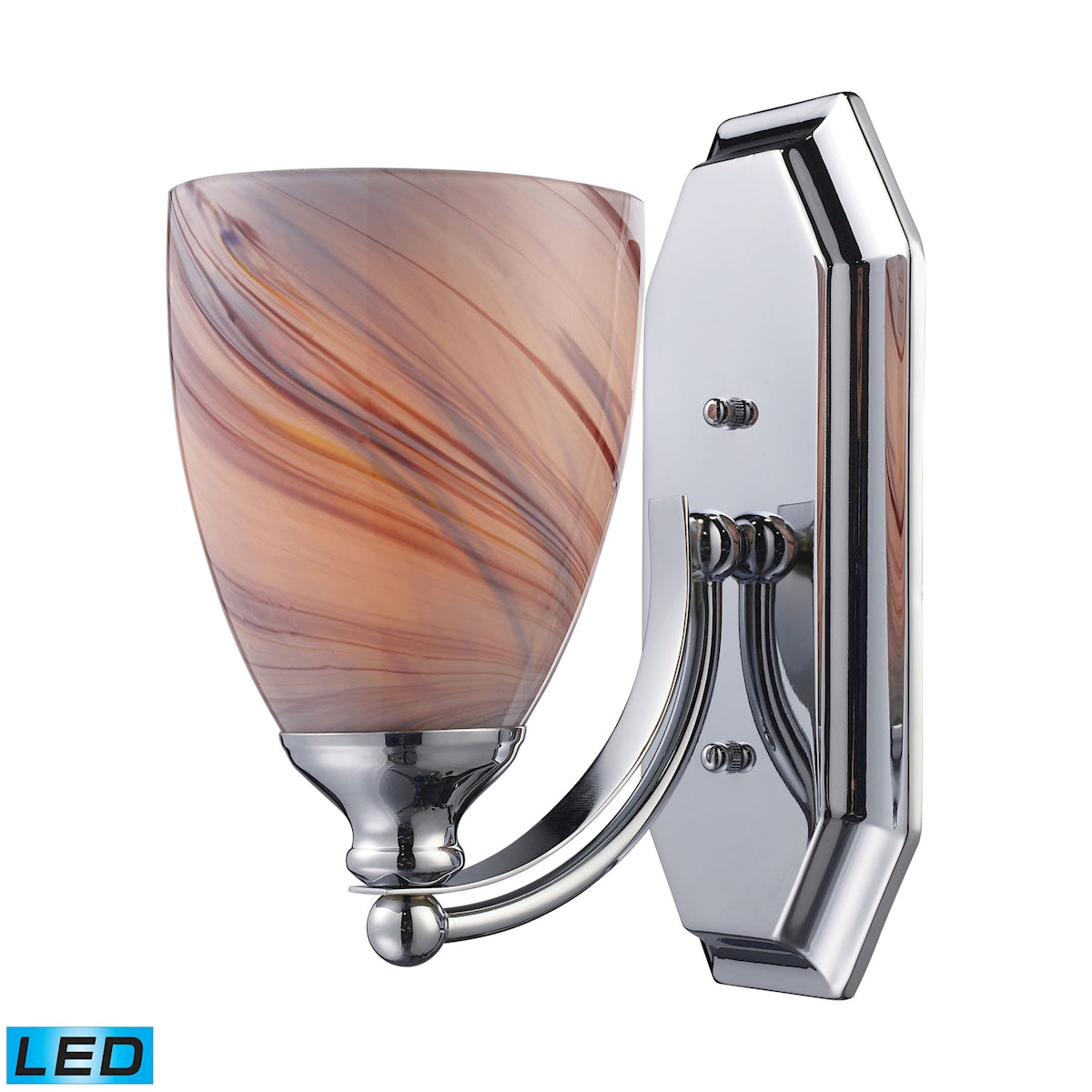 Mix and Match Vanity 1-Light Wall Lamp in Chrome with Creme Glass - Includes LED Bulb