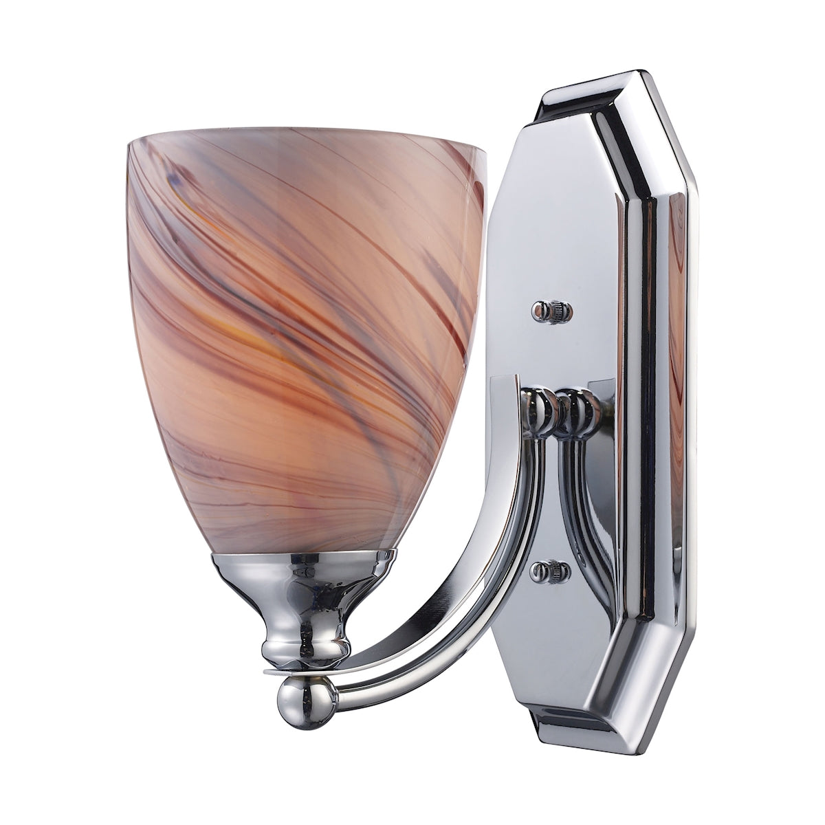 Mix and Match Vanity 1-Light Wall Lamp in Chrome with Creme Glass