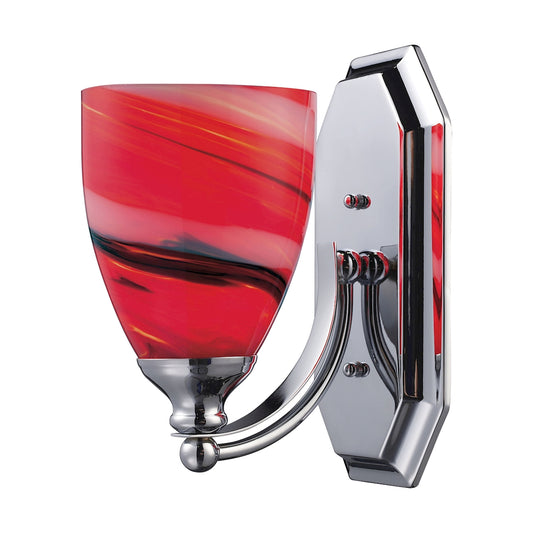 Mix and Match Vanity 1-Light Wall Lamp in Chrome with Candy Glass