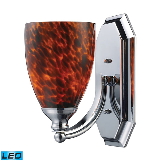 Mix and Match Vanity 1-Light Wall Lamp in Chrome with Espresso Glass - Includes LED Bulb