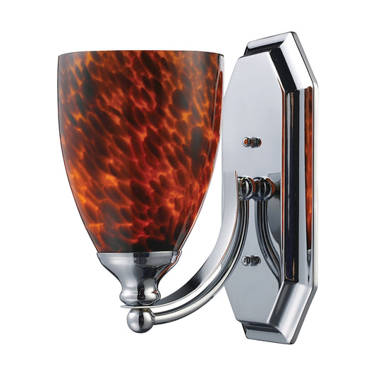 Mix and Match Vanity 1-Light Wall Lamp in Chrome with Espresso Glass