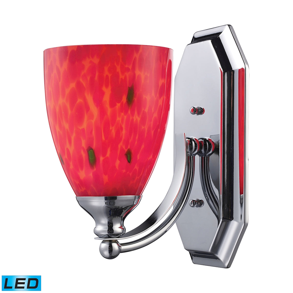 Mix and Match Vanity 1-Light Wall Lamp in Chrome with Fire Red Glass - Includes LED Bulb