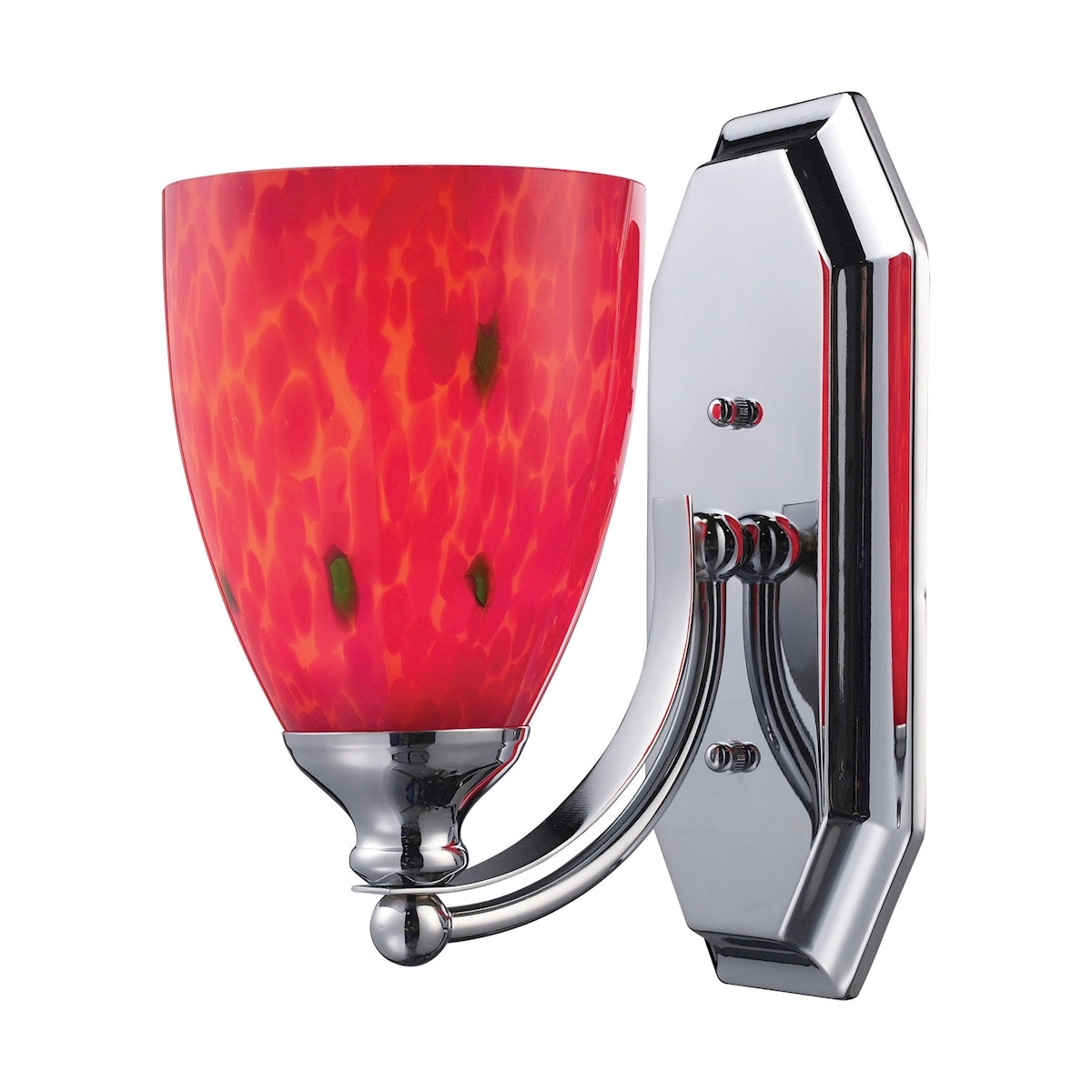 Mix and Match Vanity 1-Light Wall Lamp in Chrome with Fire Red Glass