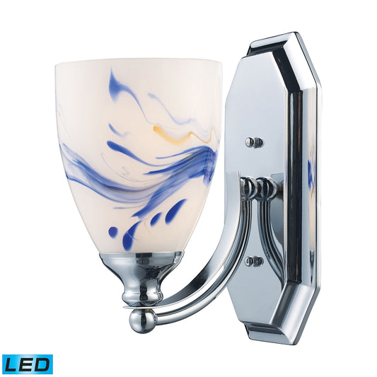 Mix and Match Vanity 1-Light Wall Lamp in Chrome with Mountain Glass - Includes LED Bulb