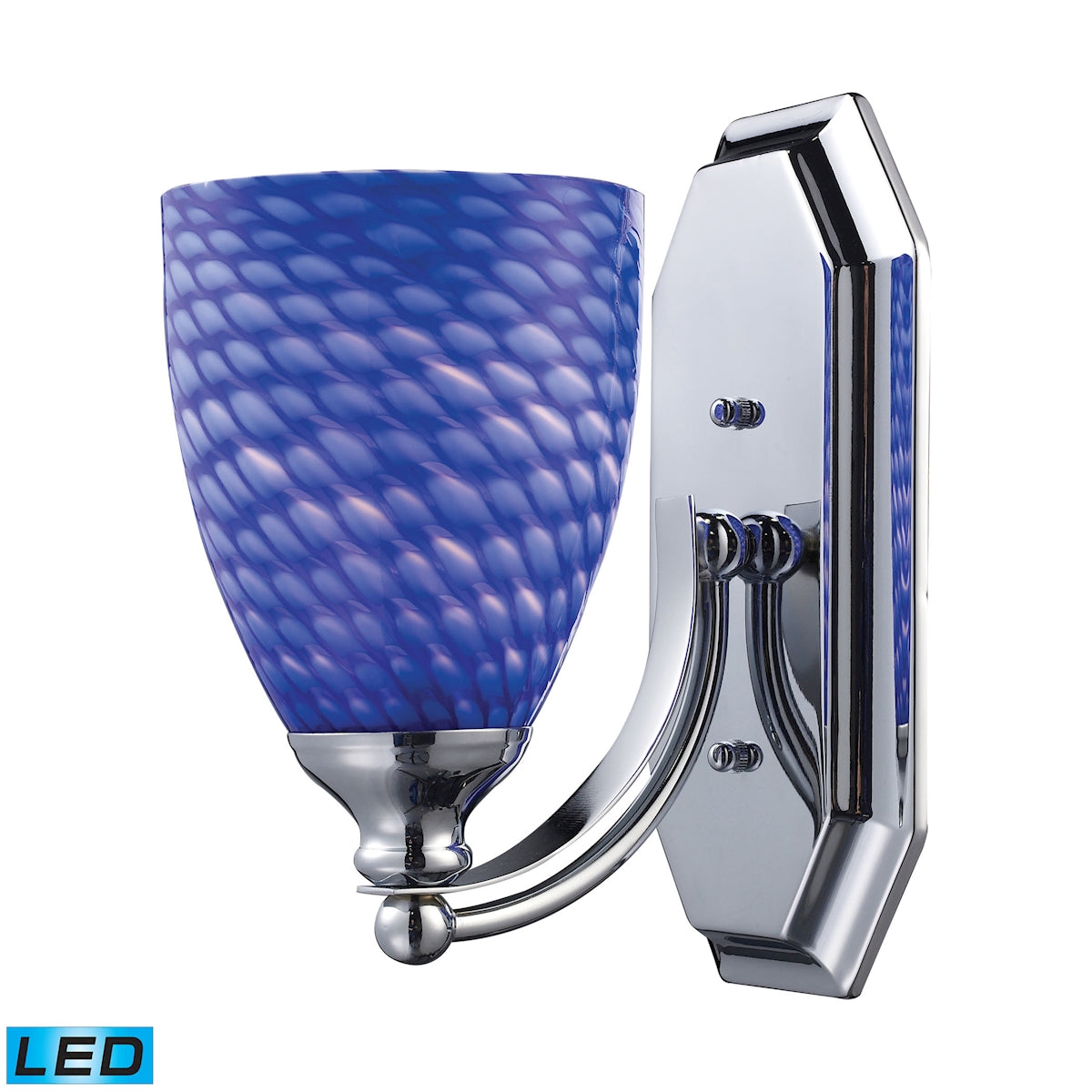Mix and Match Vanity 1-Light Wall Lamp in Chrome with Sapphire Glass - Includes LED Bulb