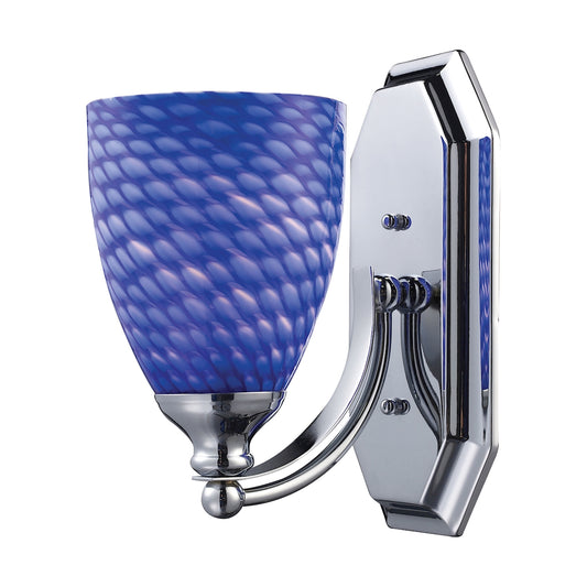 Mix and Match Vanity 1-Light Wall Lamp in Chrome with Sapphire Glass