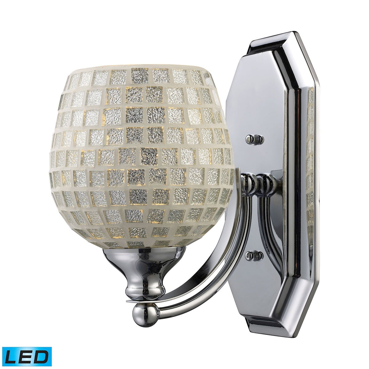 Mix and Match Vanity 1-Light Wall Lamp in Chrome with Silver Glass - Includes LED Bulb