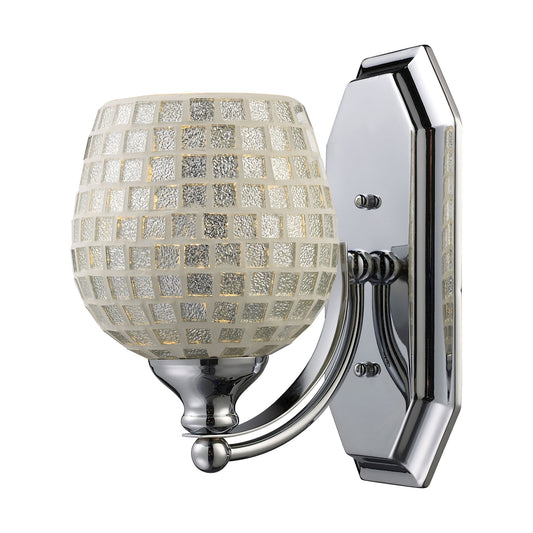 Mix and Match Vanity 1-Light Wall Lamp in Chrome with Silver Glass