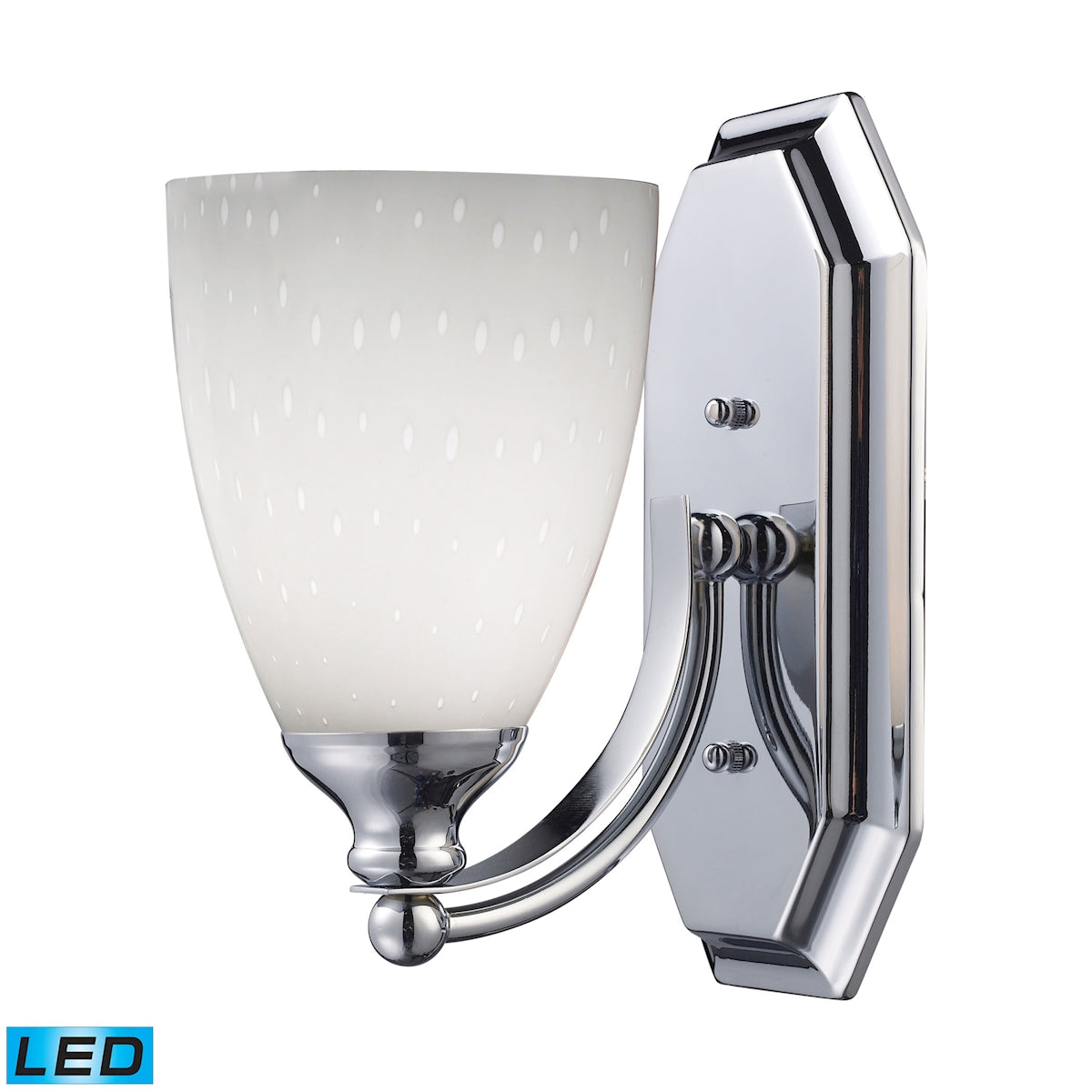 Mix and Match Vanity 1-Light Wall Lamp in Chrome with Simple White Glass - Includes LED Bulb