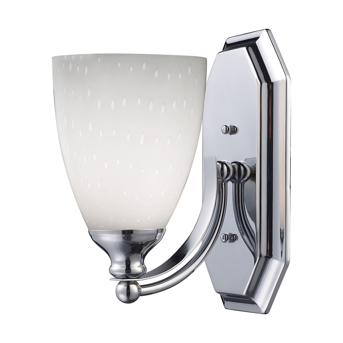 Mix and Match Vanity 1-Light Wall Lamp in Chrome with Simple White Glass