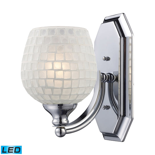 Mix and Match Vanity 1-Light Wall Lamp in Chrome with White Glass - Includes LED Bulb