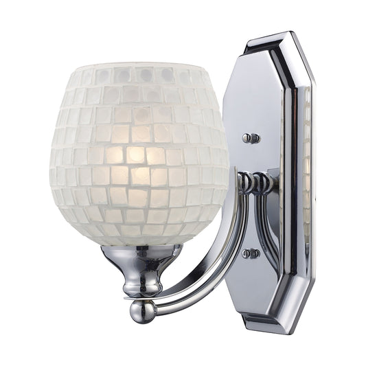 Mix and Match Vanity 1-Light Wall Lamp in Chrome with White Glass