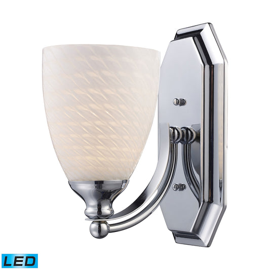 Mix and Match Vanity 1-Light Wall Lamp in Chrome with White Swirl Glass - Includes LED Bulb