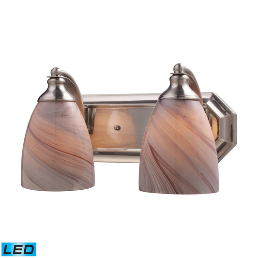 Mix-N-Match Vanity 2-Light Wall Lamp in Satin Nickel with Creme Glass - Includes LED Bulbs