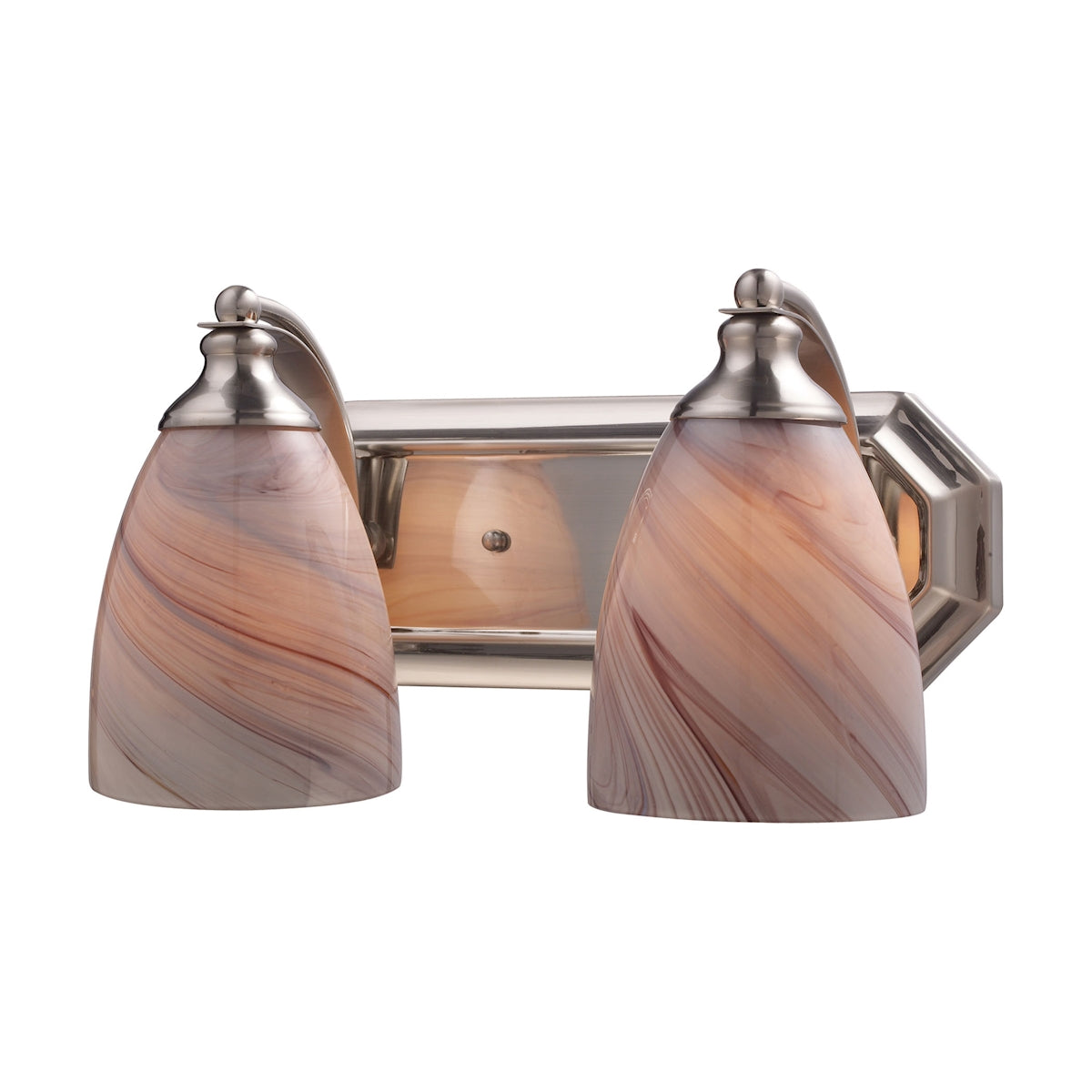 Mix-N-Match Vanity 2-Light Wall Lamp in Satin Nickel with Creme Glass
